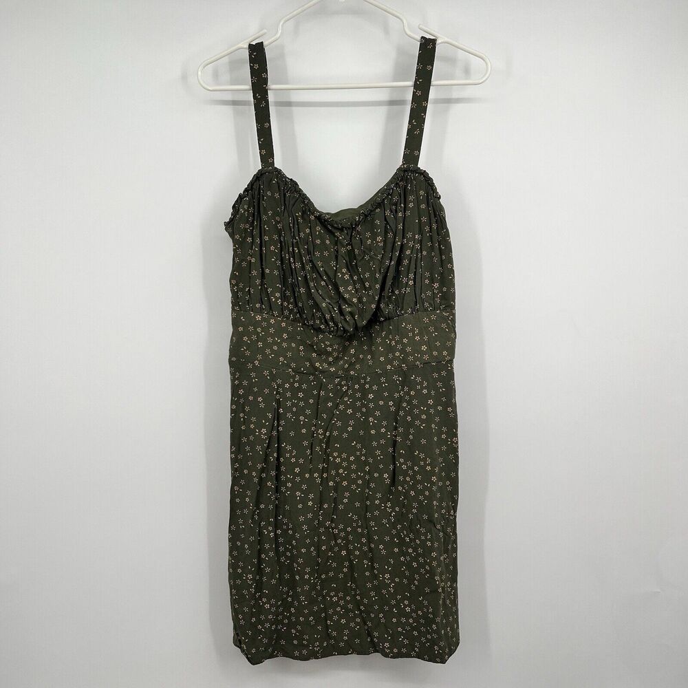 Trixxi Women's Plus 1X Dress Green Floral Adjustable Boho Festival Hippie Fairy